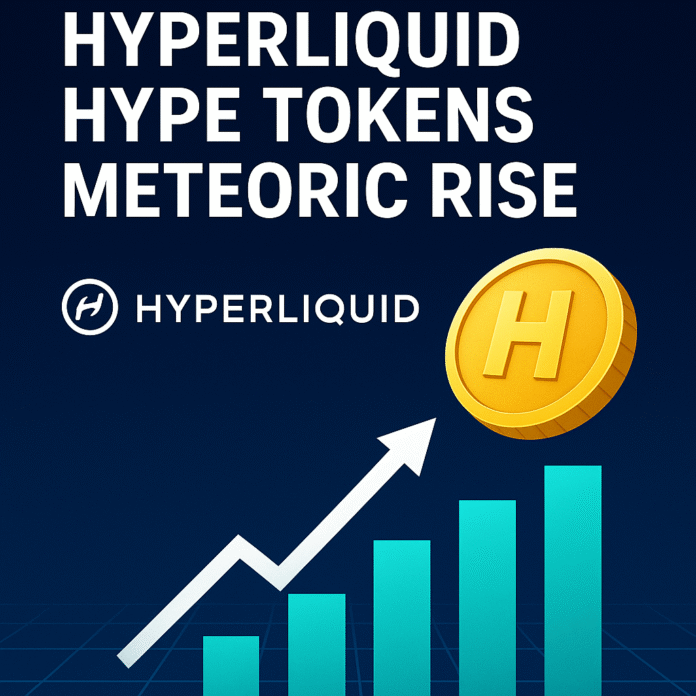 Hyperliquid HYPE Token chart showing price surge with trading volume growth