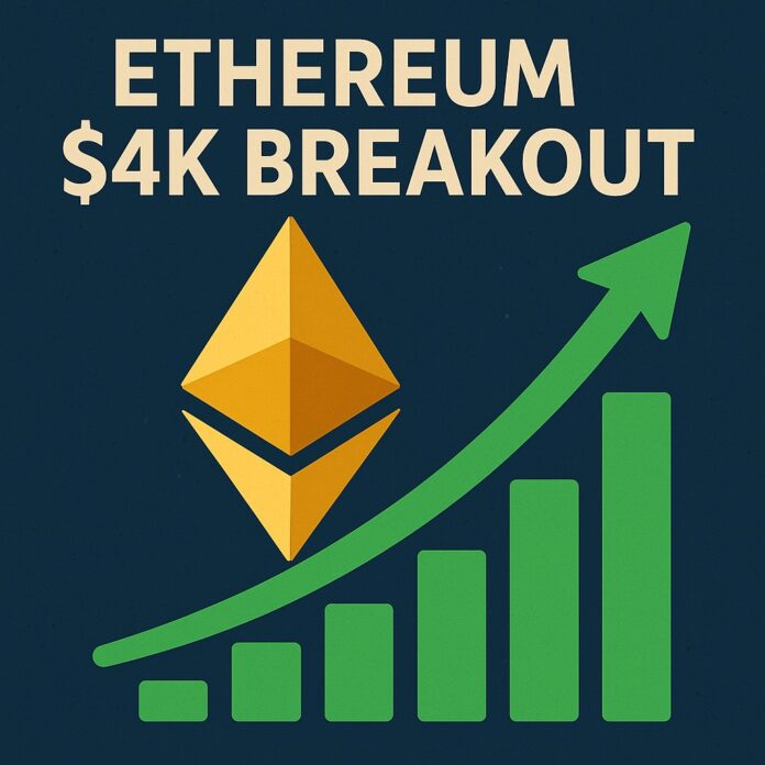 Ethereum $4K Breakout with rising charts, bullish momentum, and DeFi energy